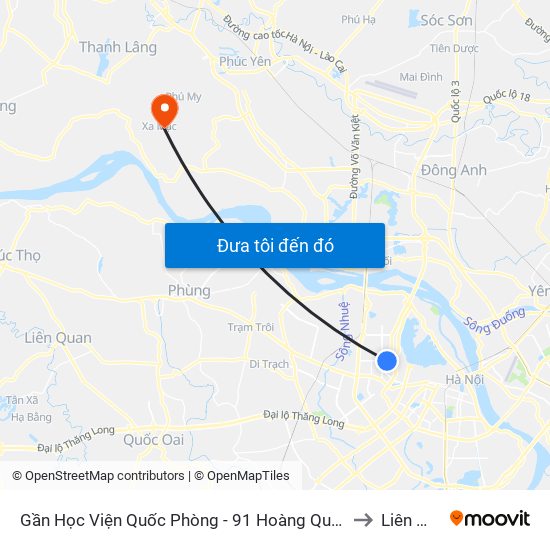 Gần Học Viện Quốc Phòng - 91 Hoàng Quốc Việt to Liên Mạc map