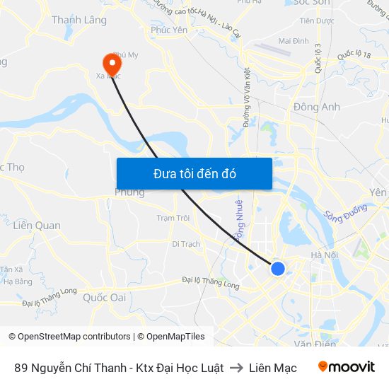 89 Nguyễn Chí Thanh - Ktx Đại Học Luật to Liên Mạc map