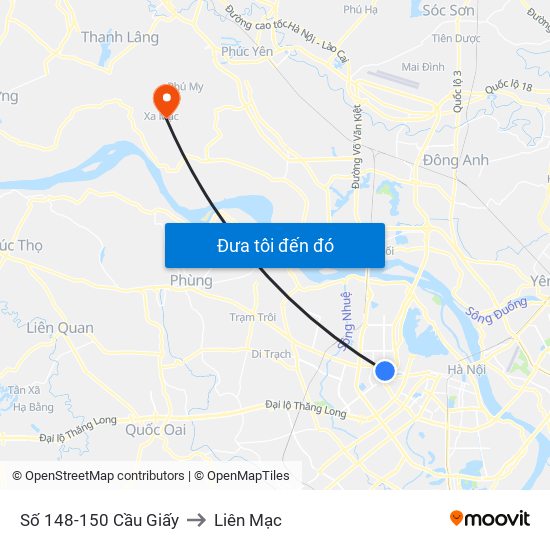 Số 148-150 Cầu Giấy to Liên Mạc map