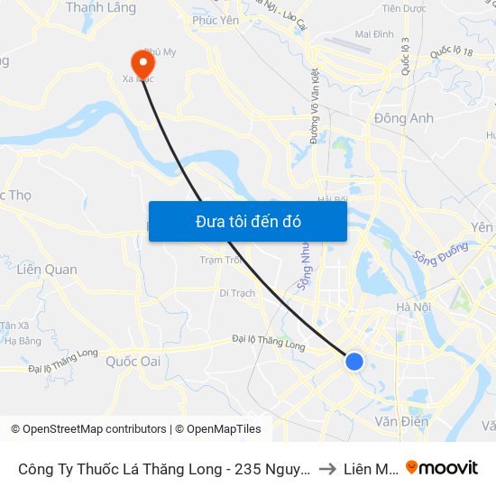 Công Ty Thuốc Lá Thăng Long - 235 Nguyễn Trãi to Liên Mạc map