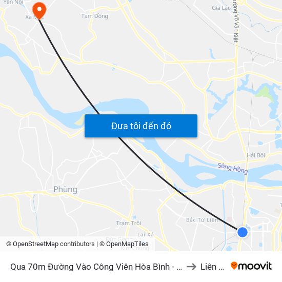 Qua 70m Đường Vào Công Viên Hòa Bình - Phạm Văn Đồng to Liên Mạc map