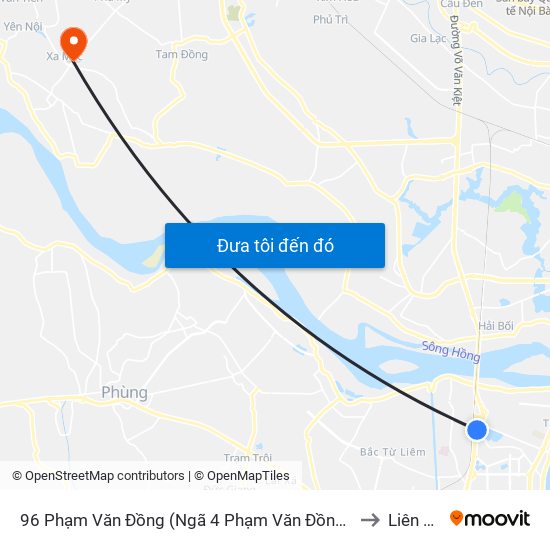 96 Phạm Văn Đồng (Ngã 4 Phạm Văn Đồng - Xuân Đỉnh) to Liên Mạc map