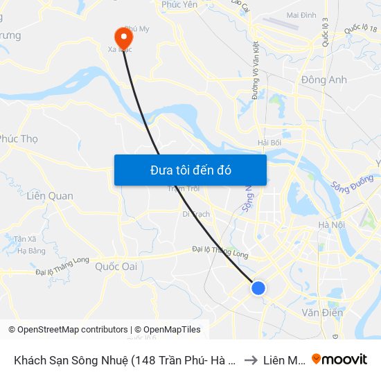 Khách Sạn Sông Nhuệ (148 Trần Phú- Hà Đông) to Liên Mạc map