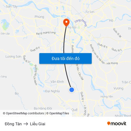 Đồng Tân to Liễu Giai map