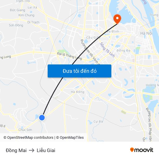 Đồng Mai to Liễu Giai map