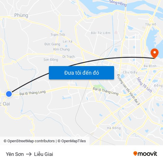 Yên Sơn to Liễu Giai map