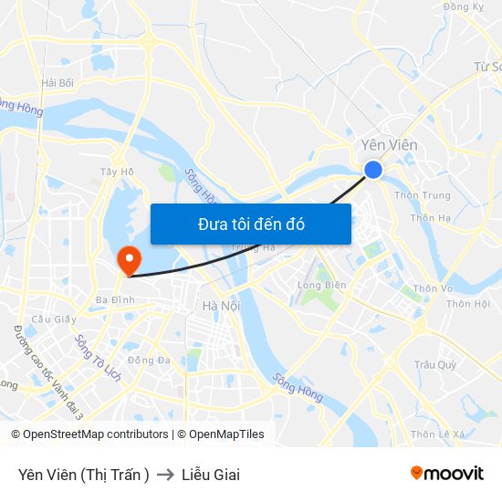 Yên Viên (Thị Trấn ) to Liễu Giai map