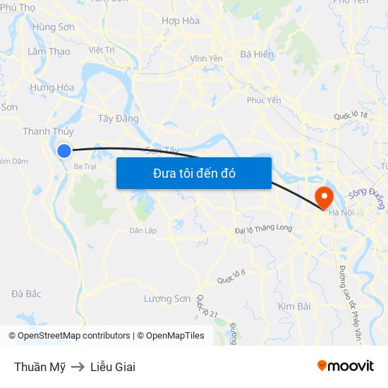 Thuần Mỹ to Liễu Giai map