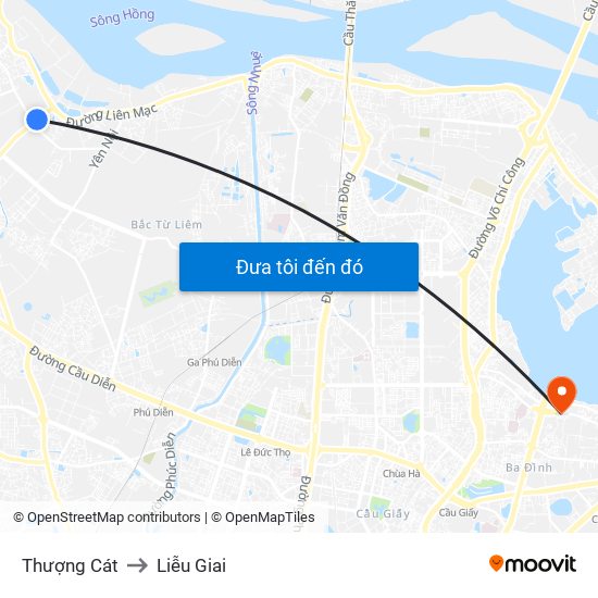 Thượng Cát to Liễu Giai map