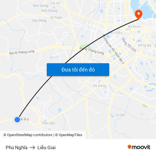 Phú Nghĩa to Liễu Giai map