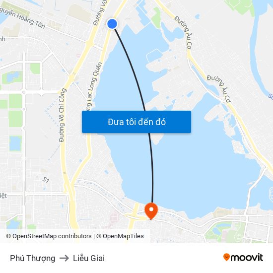 Phú Thượng to Liễu Giai map