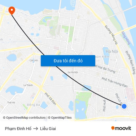 Phạm Đình Hổ to Liễu Giai map