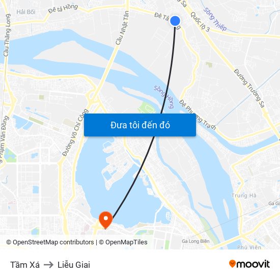 Tầm Xá to Liễu Giai map