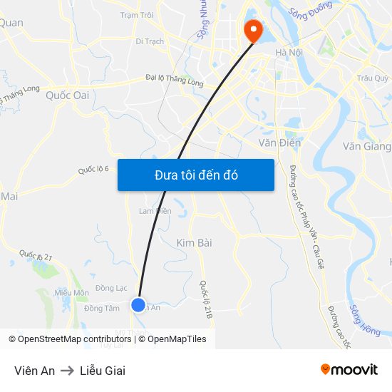 Viên An to Liễu Giai map