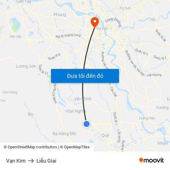 Vạn Kim to Liễu Giai map