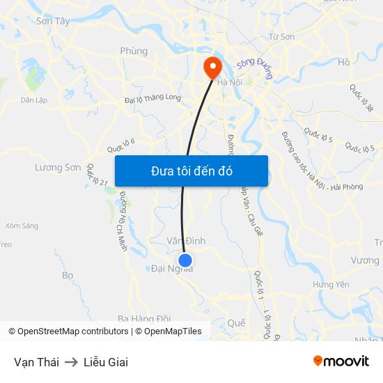 Vạn Thái to Liễu Giai map