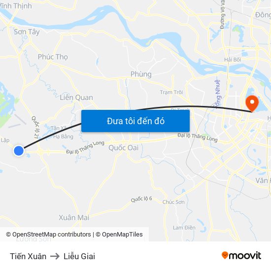 Tiến Xuân to Liễu Giai map