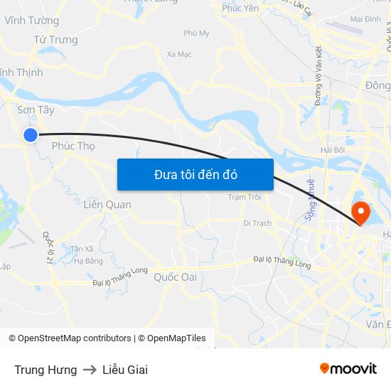 Trung Hưng to Liễu Giai map