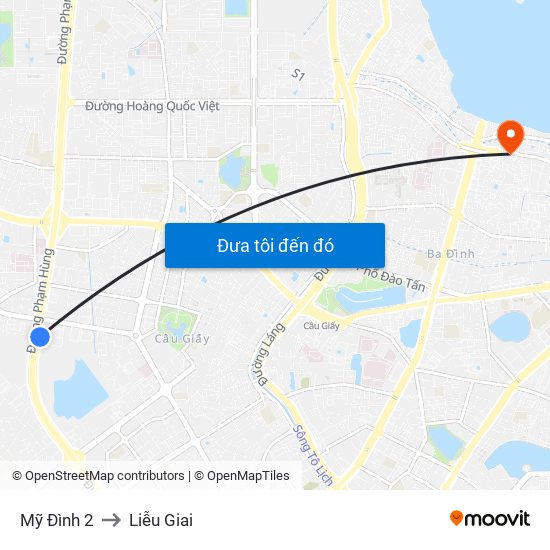 Mỹ Đình 2 to Liễu Giai map
