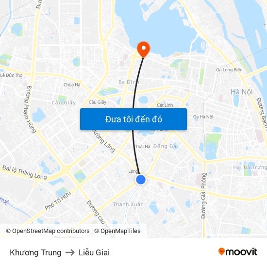 Khương Trung to Liễu Giai map