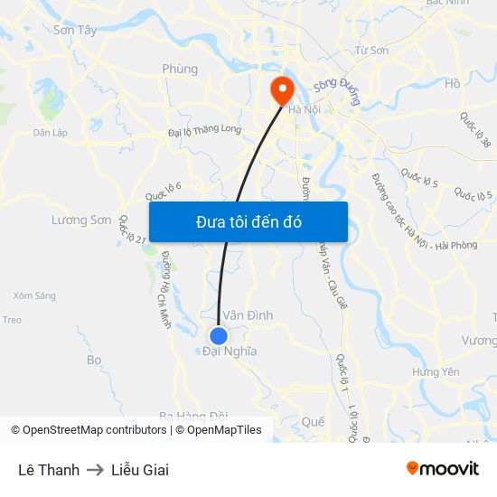 Lê Thanh to Liễu Giai map