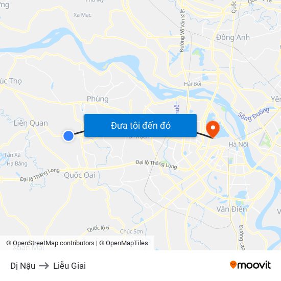 Dị Nậu to Liễu Giai map