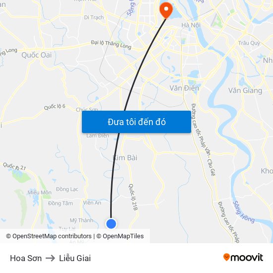 Hoa Sơn to Liễu Giai map
