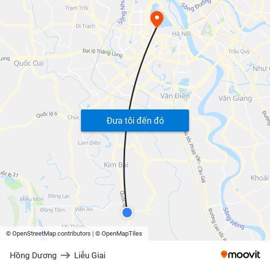 Hồng Dương to Liễu Giai map