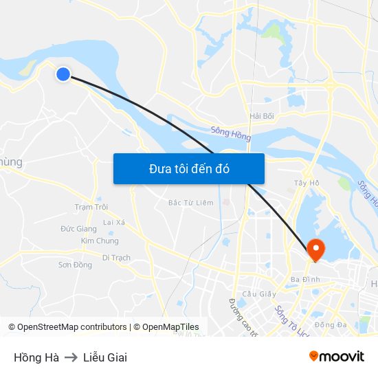 Hồng Hà to Liễu Giai map