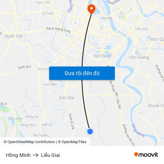 Hồng Minh to Liễu Giai map