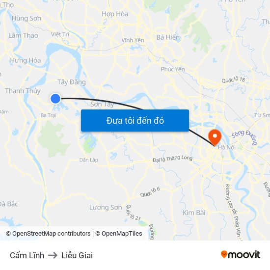 Cẩm Lĩnh to Liễu Giai map