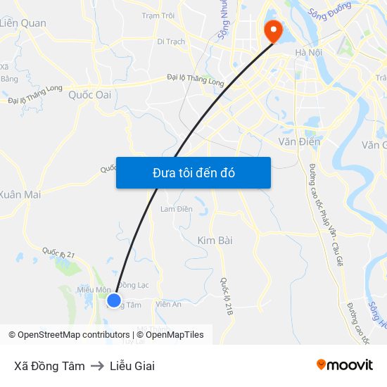 Xã Đồng Tâm to Liễu Giai map