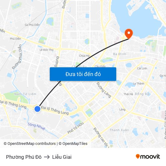 Phường Phú Đô to Liễu Giai map