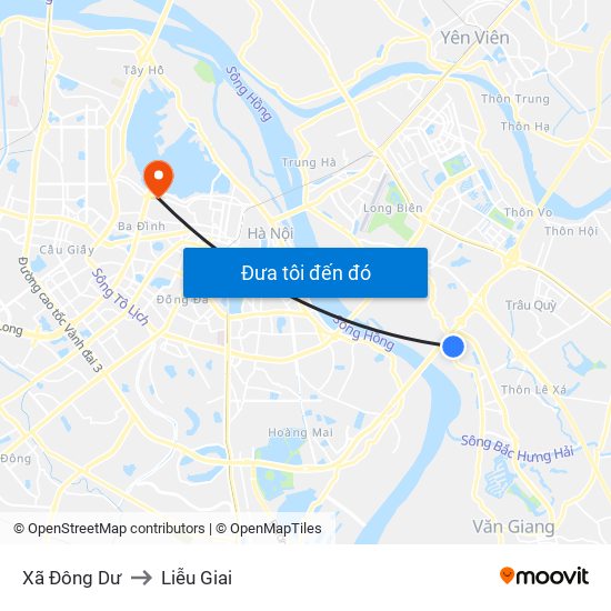 Xã Đông Dư to Liễu Giai map