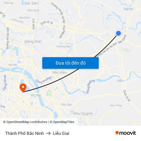 Thành Phố Bắc Ninh to Liễu Giai map