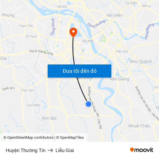 Huyện Thường Tín to Liễu Giai map