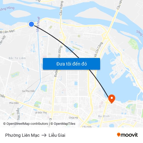 Phường Liên Mạc to Liễu Giai map