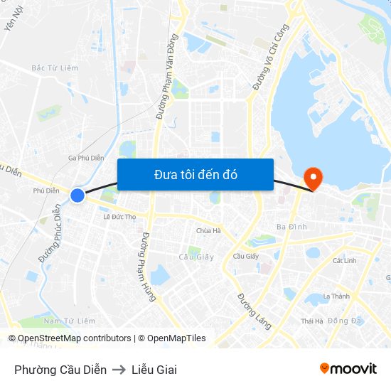 Phường Cầu Diễn to Liễu Giai map