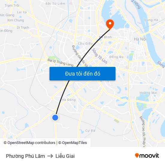 Phường Phú Lãm to Liễu Giai map