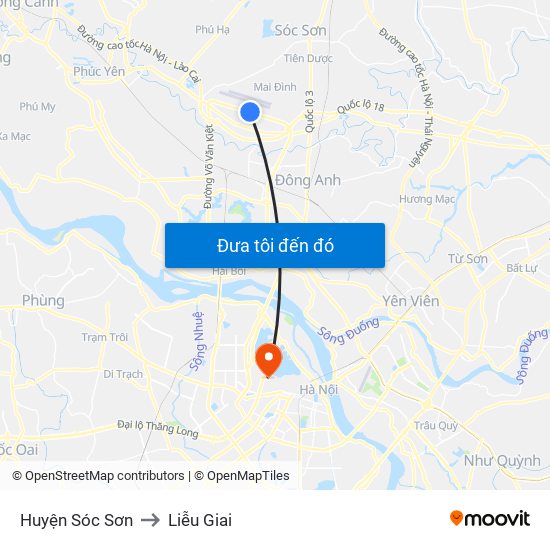 Huyện Sóc Sơn to Liễu Giai map