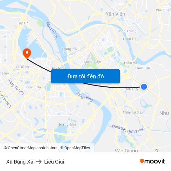 Xã Đặng Xá to Liễu Giai map