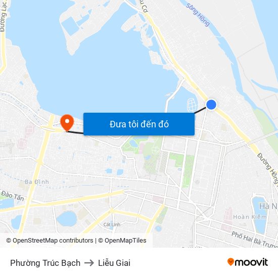 Phường Trúc Bạch to Liễu Giai map