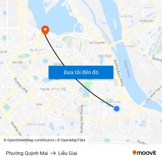 Phường Quỳnh Mai to Liễu Giai map