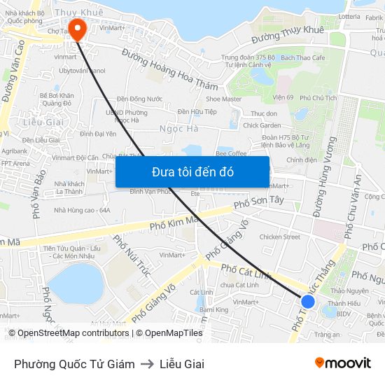 Phường Quốc Tử Giám to Liễu Giai map