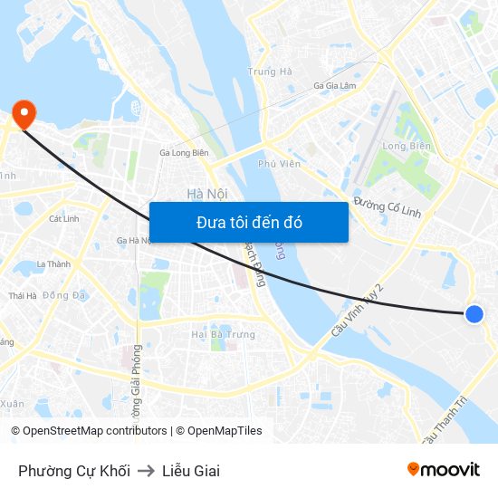 Phường Cự Khối to Liễu Giai map