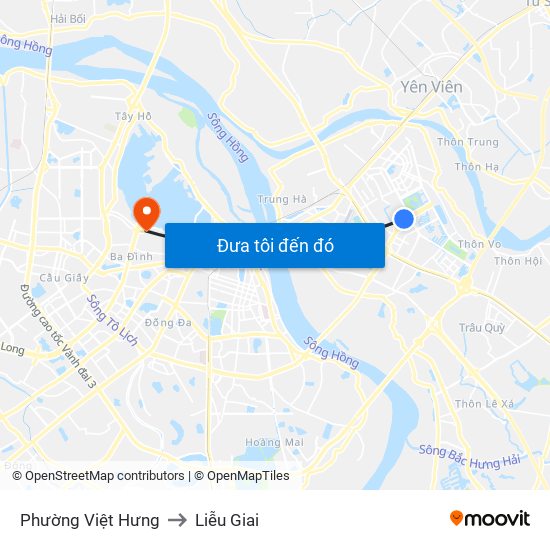 Phường Việt Hưng to Liễu Giai map