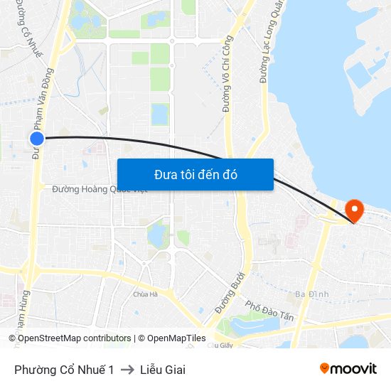 Phường Cổ Nhuế 1 to Liễu Giai map