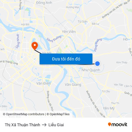 Thị Xã Thuận Thành to Liễu Giai map