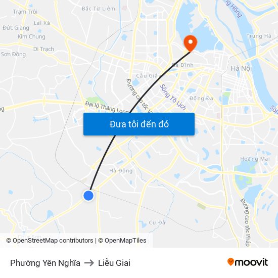 Phường Yên Nghĩa to Liễu Giai map