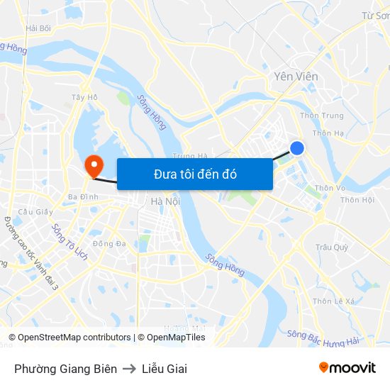 Phường Giang Biên to Liễu Giai map